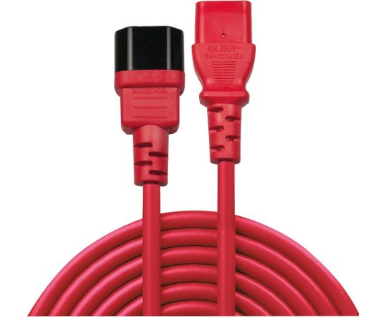 CABLE POWER IEC EXTENSION 1M/RED 30477 LINDY Dažādi vadi