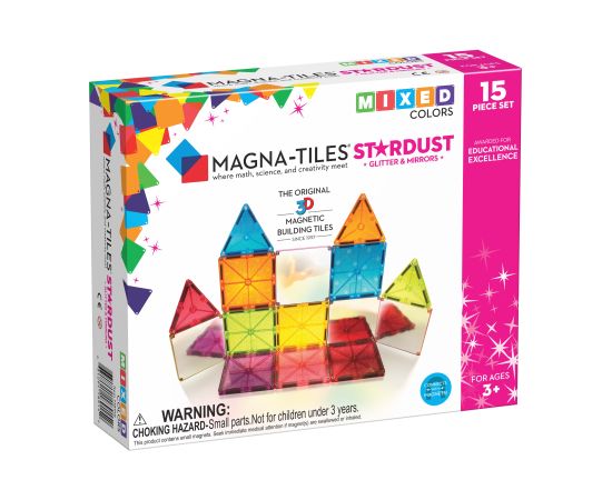MAGNA-TILES Magnētiskais konstruktors "Zvaigžņu putekļi", 15 gab. Konstruktori 