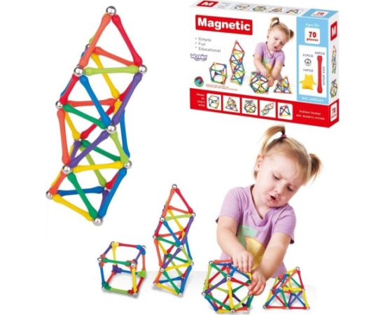 Woopie Klocki Magnetyczne Konstrukcyjne Układanka Kreatywna 70 el. Konstruktori 
