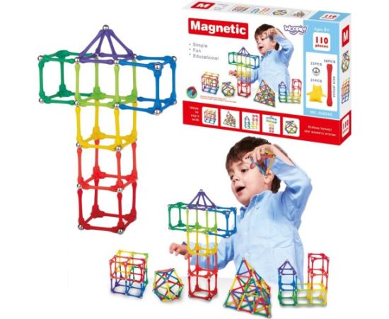 Woopie WOOPIE Klocki Magnetyczne Konstrukcyjne Układanka Kreatywna 110 el. Konstruktori 