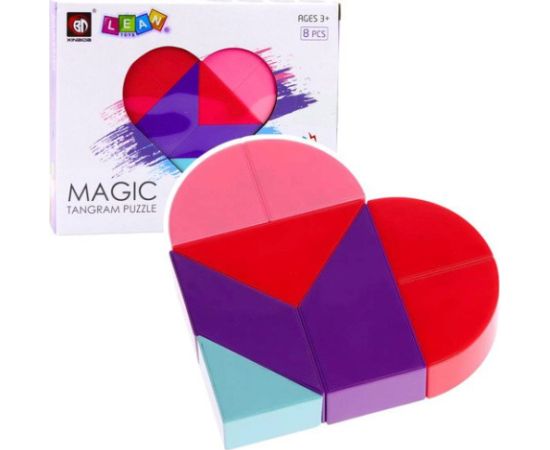 Leantoys Klocki Magnetyczne Tangram Układanka Serce Naklejki 8 el. Konstruktori 