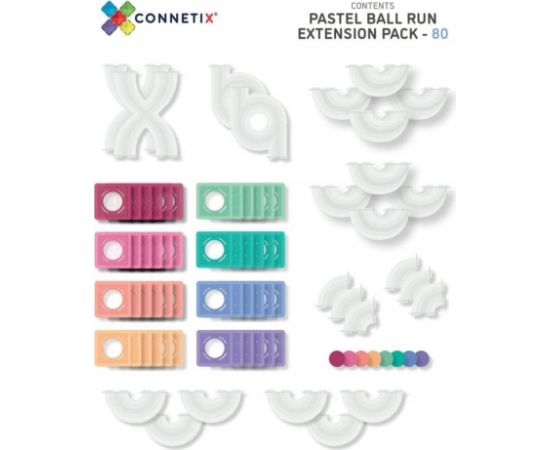 CONNETIX Pastel Ball Run Expansion Pack 80 el klocki magnetyczne 3+ Konstruktori 