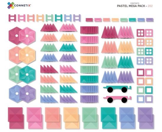 Mega Creative CONNETIX Pastel Mega Pack 202 el klocki magnetyczne 3+ Конструкторы