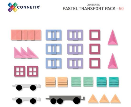 Teka CONNETIX Pastel Transport Pack 50 el klocki magnetyczne samochody 3+ Konstruktori 