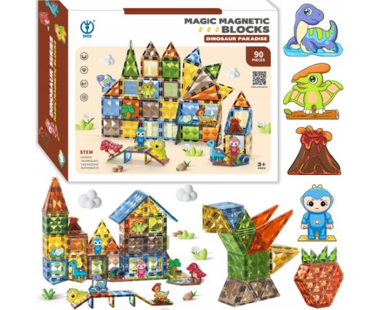 BK2 KLOCKI MAGNETYCZNE DIAMENTOWE         DINOZAURY 90 EL Konstruktori 