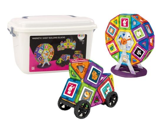 Leantoys Zestaw Klocków Magnetycznych W Kuferku Koło Młyńskie Budynki 118 El LEAN Toys Конструкторы