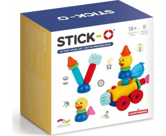 Magformers STICK-O MÓJ PIERWSZY ZESTAW Z KOŁAMI 9 EL. Konstruktori 