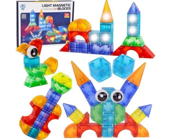 Jokomisiada Klocki magnetyczne 3D Podświetlane klocki magnetyczne 64 ele ZA5240 Konstruktori 