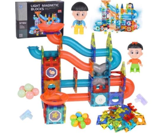 Jokomisiada Klocki Magnetyczne 3D Zbuduj Duży świecący Tor Kulkowy 142 ele ZA5238 Konstruktori 