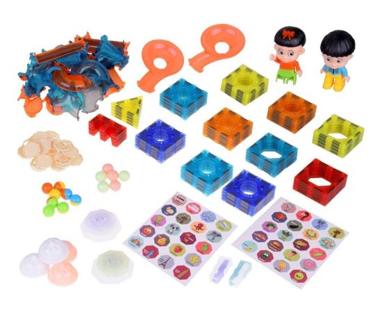 Jokomisiada Klocki Magnetyczne 3D Zbuduj Duży świecący Tor Kulkowy 142 ele ZA5238 Konstruktori 