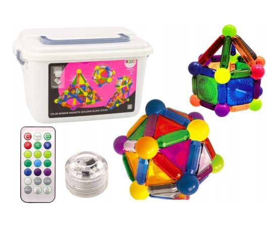 LeanToys Klocki Magnetyczne Z Podświetleniem W Pudełku 154 Elementy Konstruktori 