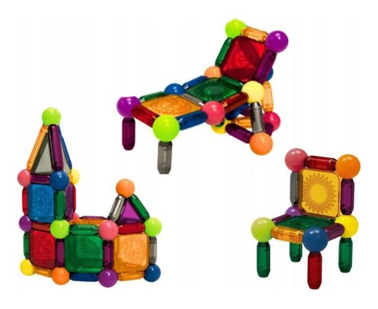 LeanToys Klocki Magnetyczne Z Podświetleniem W Wiaderku 80 Elementów Konstruktori 