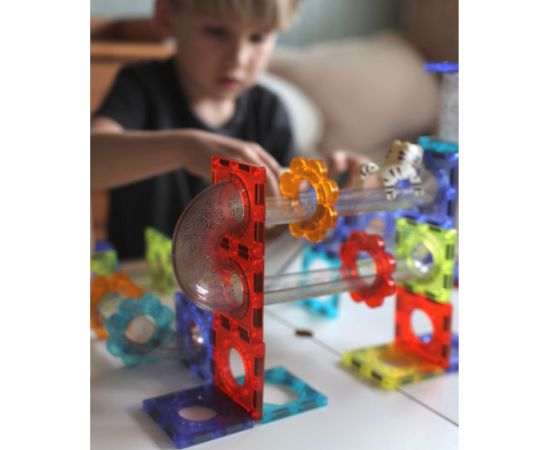 Woopie WOOPIE Klocki Magnetyczne Tor Kulkowy Zwierzęcy Raj 104 el. Konstruktori 