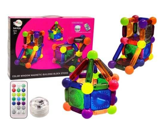 LeanToys Zestaw Klocków Magnetycznych Z Podświetleniem 54 Elementy Konstruktori 