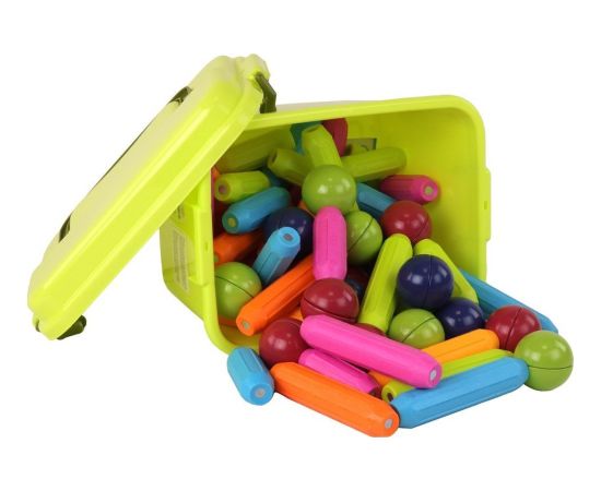 LeanToys Duży Zestaw Klocków Magnetycznych W Kuferku 64 Elementy Konstruktori 