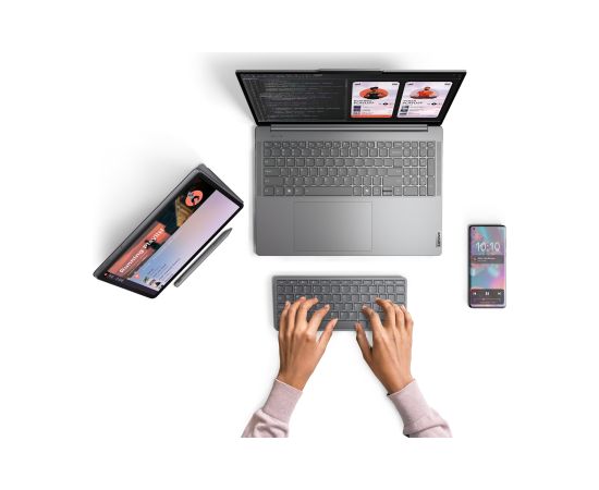 Lenovo Accessories Multi-Device Wireless Keyboard (US-ENG) Lenovo Lenovo Tab Keyboard Olympia Lenovo Multi-Device Wireless Keyboard  (US-ENG) Luna Grey Standard Wireless English USB-C and Bluetooth Klaviatūras