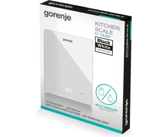 Gorenje KT10LBW White Countertop Rectangle Electronic kitchen scale Svari (virtuves)