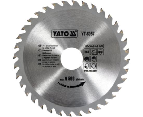 Griešanas disks kokam Yato YT-6057; 160x30 mm; Z36 Zāģripas