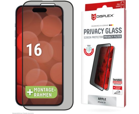 Apple iPhone 16 Privacy Screen Glass Full Cover By Displex Transparent Защитная пленка для экрана