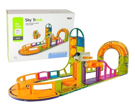 LeanToys Magnetyczne Klocki Konstrukcyjne Podniebny Tor 61 Elementów Konstruktori 