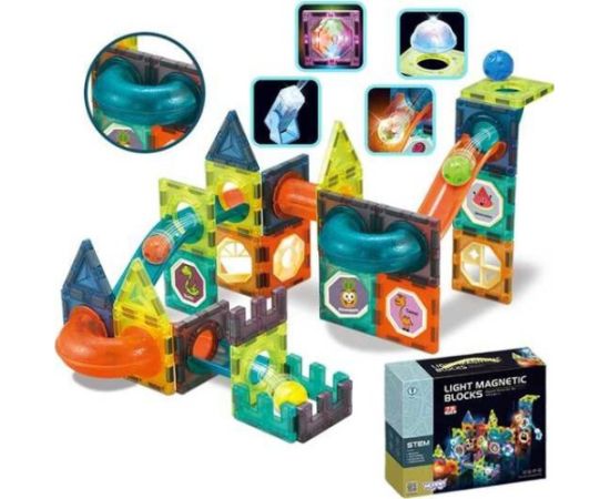 Woopie Klocki Magnetyczne Tor Kulkowy Świetlny 75 el. Konstruktori 