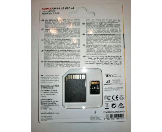 Kodak Micro Sdxc 256gb Uhs-i U3 V30 A1 + Adapter Jaunumi - Datori