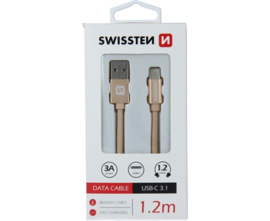 Swissten Textile Универсальный Quick Charge 3.1 USB-C USB Кабель данных 1.2м Дата USB-кабели