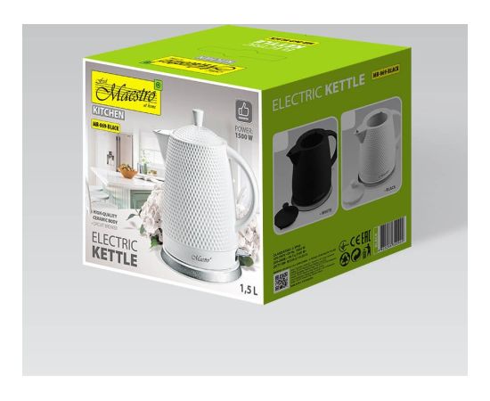 Maestro MR-069 electric kettle 1.5 L 1500 W Black Tējkannas (elektriskās)