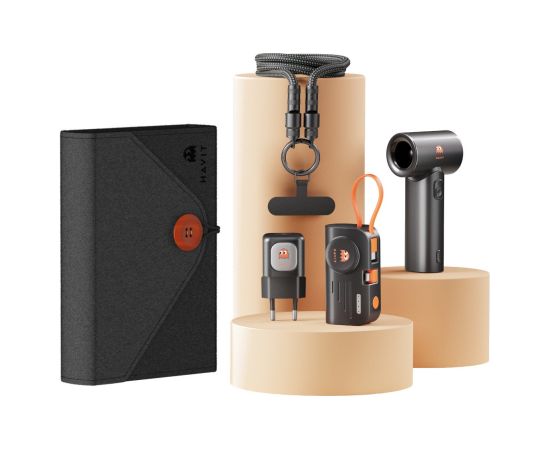 Havit STK011 EU Travel Set - set (travel charger + power bank + USB-C cable + hand fan) Telefonu lādētāji 220v