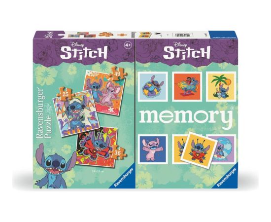 Ravensburger Memory® + 3 Puzzle: Disney - Stitch (24695) Galda spēles