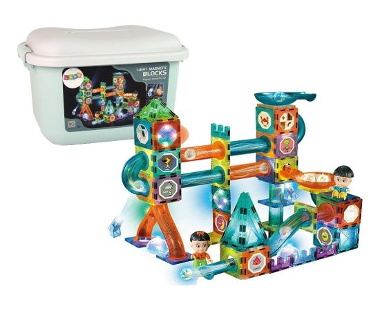 Leantoys Świecąca Zjeżdżalnia Dla Kulek Klocki Magnetyczne W Pudełku 150 Elementów LEAN Toys Konstruktori 