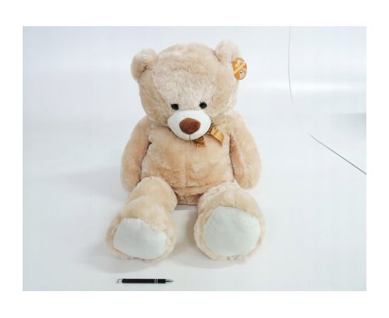 Madej Maskotka Miś pluszowy z kokardką 100 cm beżowy Mīkstās rotaļlietas