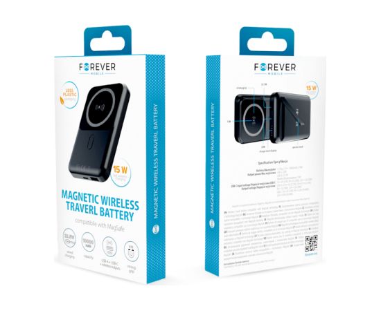 Forever MATB-100 PD QC Bezvadu Ārējās Uzlādes baterija 22.5W 10000 mAh Power Banks