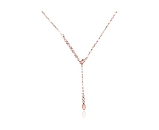 Серебряное колье #2500131(PAu-R)_CZ, Серебро 925°, красное золото (покрытие), Цирконы, длина: 42 см, 2.1 гр. Ar zelta pārklājumu