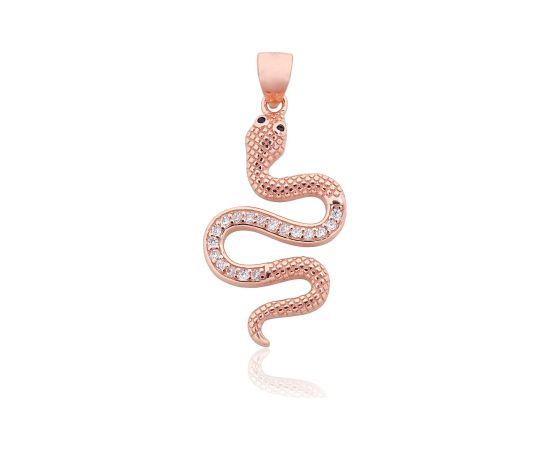 Sudraba kulons #2301959(PAu-R)_CZ+CZ-BK, Sudrabs 925°, sarkanais zelts (pārklājums), Cirkoni, 3 gr. Ar zelta pārklājumu