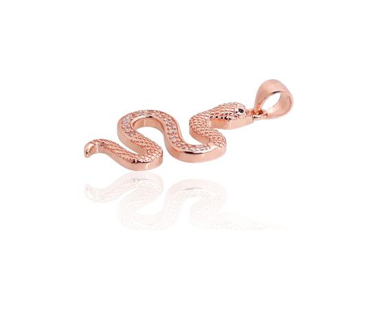 Sudraba kulons #2301959(PAu-R)_CZ+CZ-BK, Sudrabs 925°, sarkanais zelts (pārklājums), Cirkoni, 3 gr. Ar zelta pārklājumu