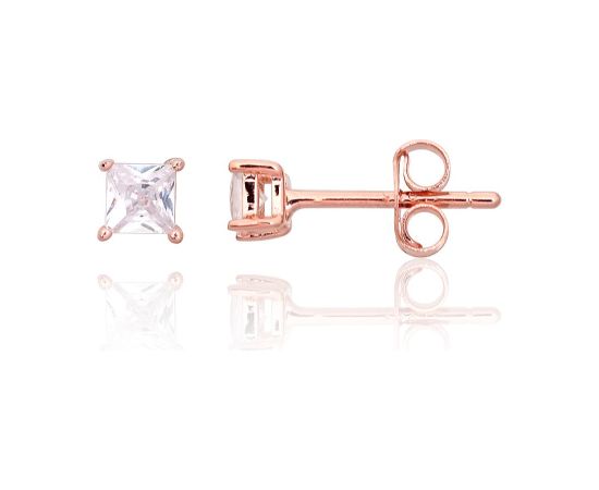 Sudraba auskari-puseti #2203739(PAu-R)_CZ, Sudrabs 925°, sarkanais zelts (pārklājums), Cirkoni, 0.6 gr. Puseti