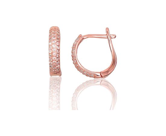 Серебряные серьги на английском замке #2202952(PAu-R)_CZ, Серебро 925°, красное золото (покрытие), Цирконы, 2 гр. Ar "angļu" slēdzēju