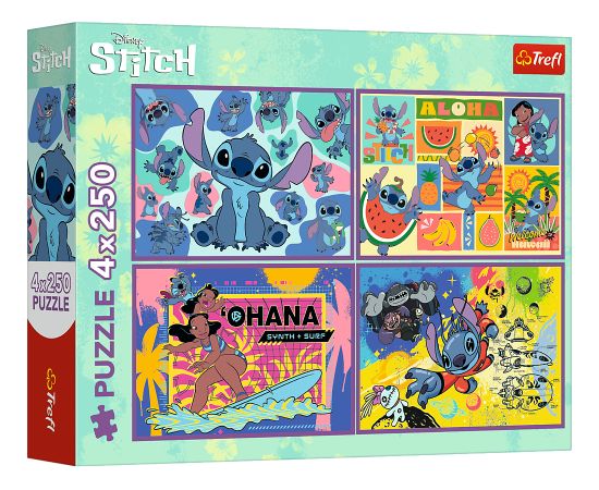 TREFL DISNEY STITCH Pužļu komplekts 4x250 gab. Puzles