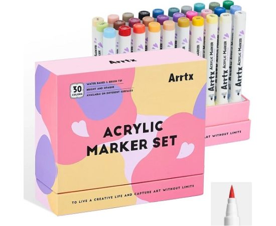 Acrylic Marker Pens ARRTX 30D, 30 Colours Marķieri