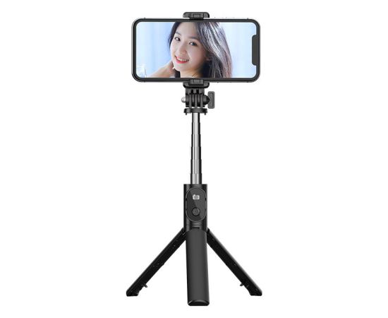 OEM Selfiju stick MINI - ar noņemamu Bluetooth tālvadības pulti un statīvu - P20S melns Selfie - Stick nūjas