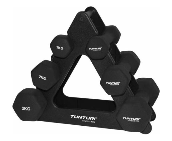 Tunturi Neoprene Dumbbellset 3Prs+Stand Svaru ripas un stieņi