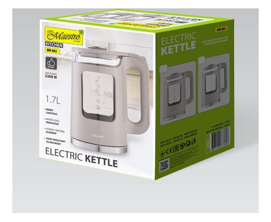 Czajnik elektryczny 1,7L 2200W MR-065-BEIGE MAESTRO Tējkannas (elektriskās)