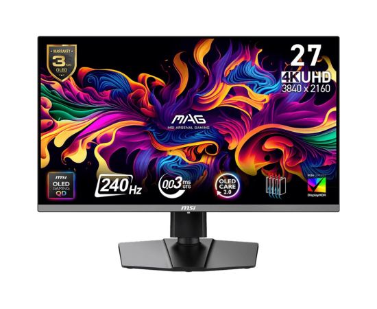 Monitor MSI 26.5 " 3840 x 2160 pixels 4K Ultra HD Native aspect ratio 16:9 QD-OLED MAG272UPQD-OLEDX24 Monitori