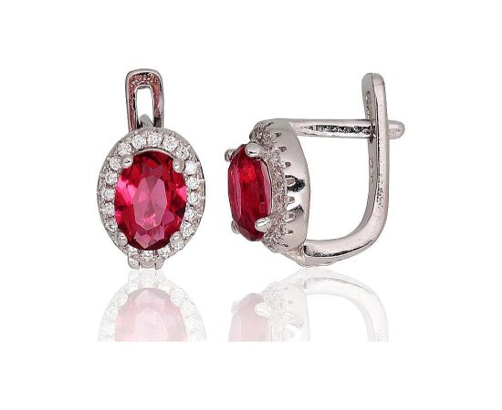 Серебряные серьги на английском замке #2202954(PRh-Gr)_CZ+CZ-RO, Серебро 925°, родий (покрытие), Цирконы, 2.3 гр. Ar "angļu" slēdzēju