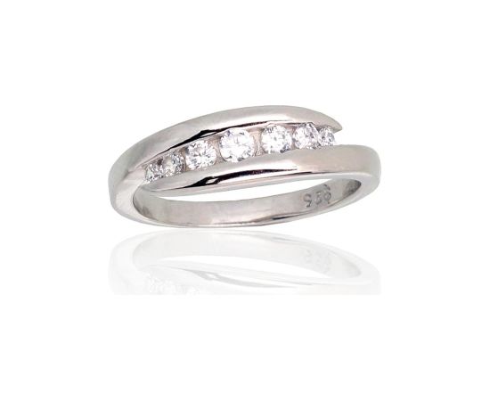 Серебряное кольцо #2101803(PRh-Gr)_CZ, Серебро 925°, родий (покрытие), Цирконы, Размер: 17, 3 гр. Sieviešu