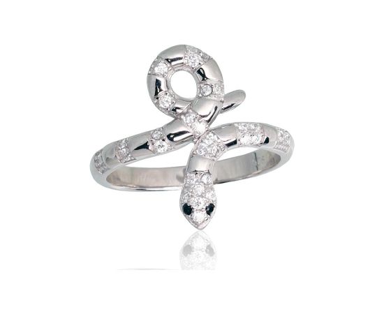 Серебряное кольцо #2101788(PRh-Gr)_CZ+CZ-BK, Серебро 925°, родий (покрытие), Цирконы, Размер: 19, 3.1 гр. Sieviešu