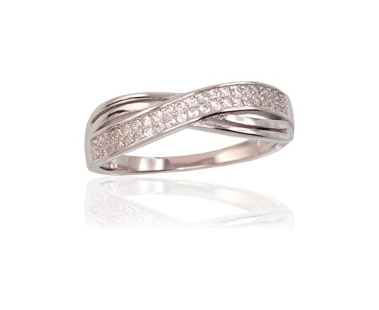 Серебряное кольцо #2101475(PRh-Gr)_CZ, Серебро 925°, родий (покрытие), Цирконы, Размер: 19, 2.2 гр. Sieviešu