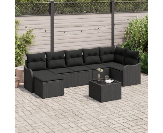 vidaXL 8-częściowy zestaw sofy ogrodowej z poduszkami Beżowy polirattan, vidaXL 2-osobowa sofa ogrodowa z poduszkami Czarny polirattan Dārza mēbeļu komplekti