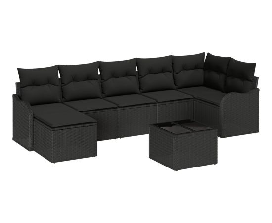 vidaXL 8-częściowy zestaw sofy ogrodowej z poduszkami Beżowy polirattan, vidaXL 2-osobowa sofa ogrodowa z poduszkami Czarny polirattan Dārza mēbeļu komplekti